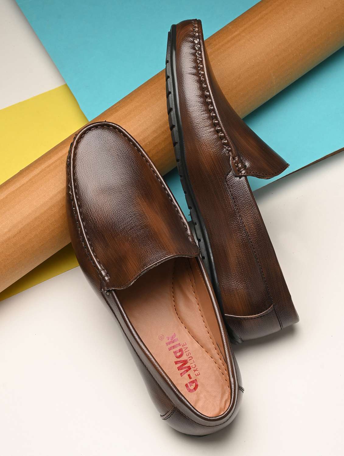 men brown slip on loafer