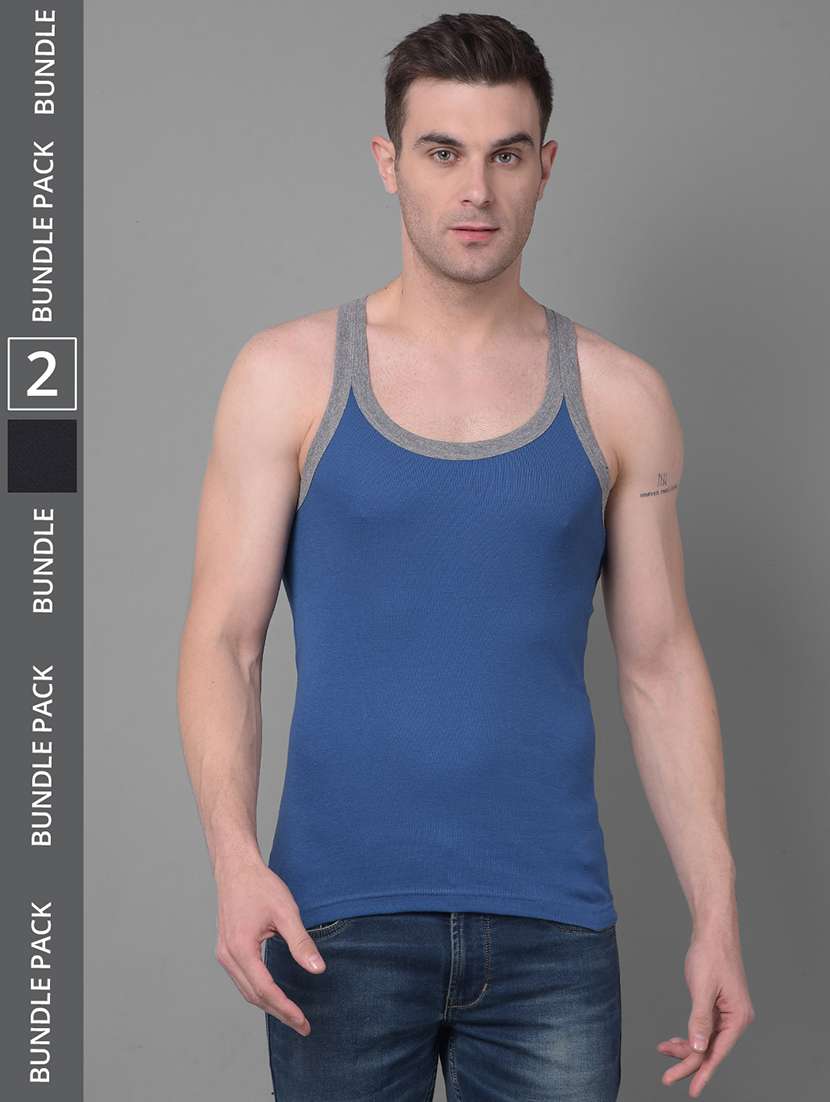 men pack of 2 solid scoop neck vest