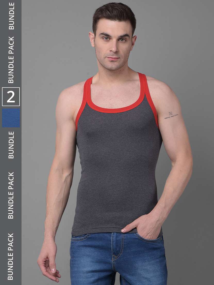 men pack of 2 solid scoop neck vest