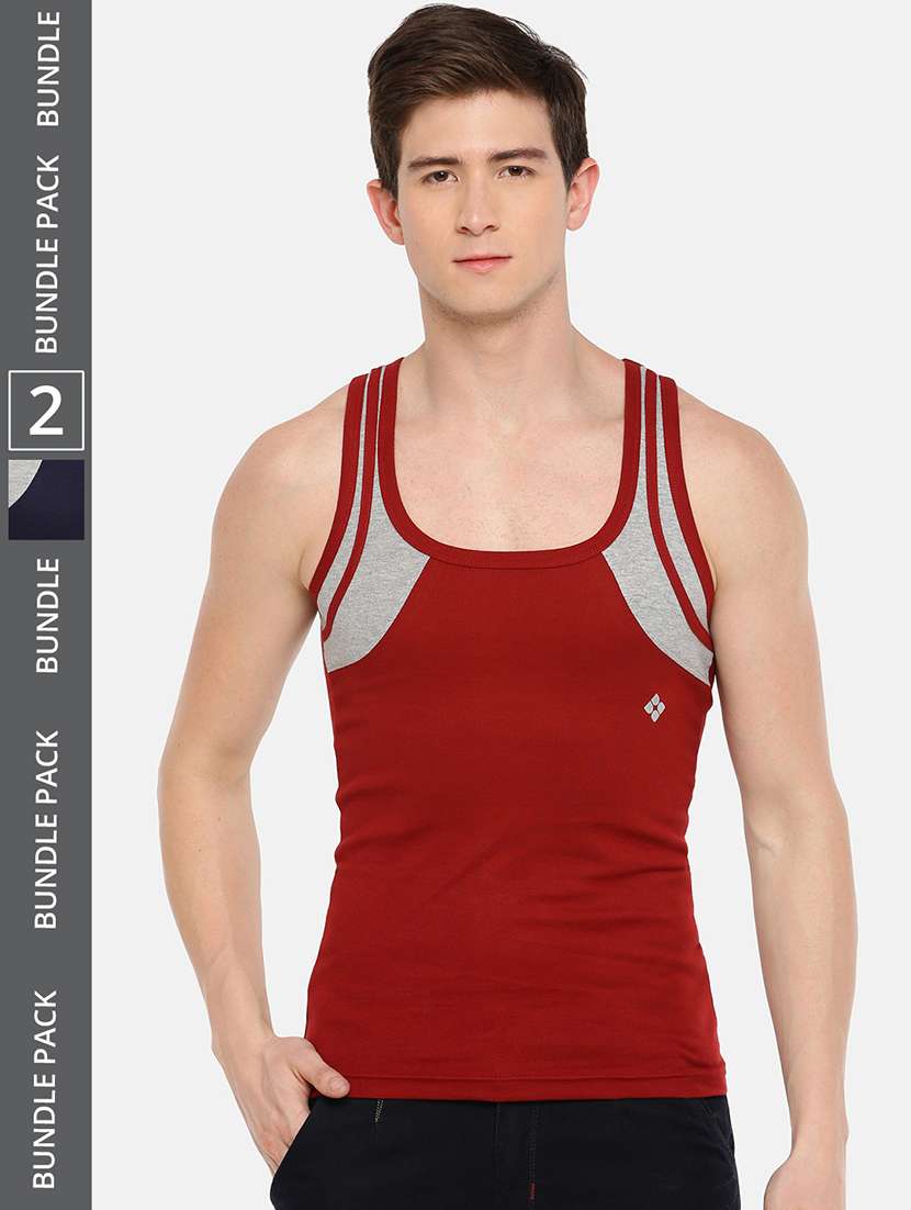 men pack of 2 color block scoop neck vest