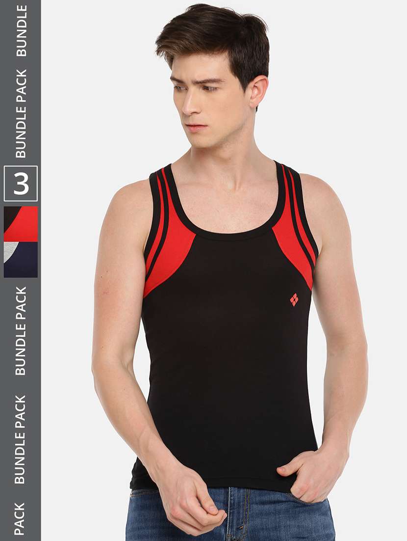 men pack of 3 color block scoop neck vest