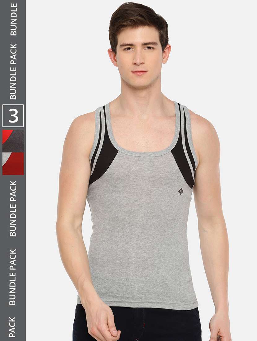 men pack of 3 color block scoop neck vest