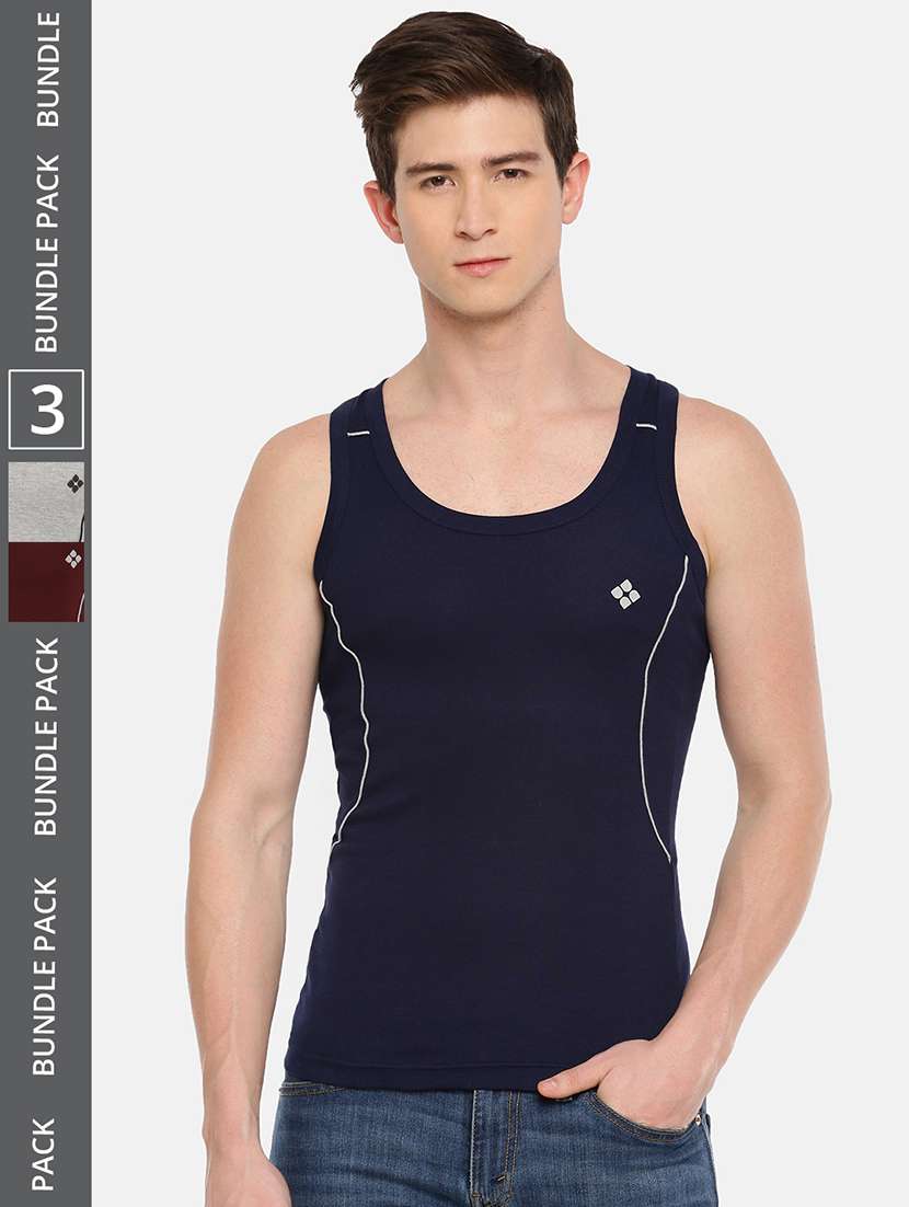 men pack of 3 solid scoop neck vest