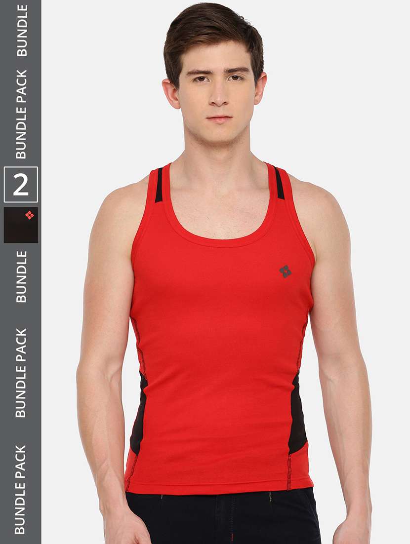 men pack of 2 color block scoop neck vest