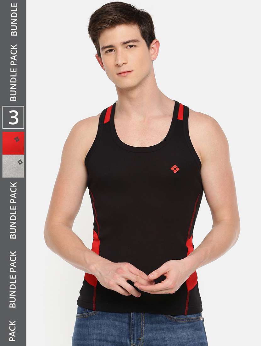 men pack of 3 color block scoop neck vest - 21970318 -  Zoom Image - 0