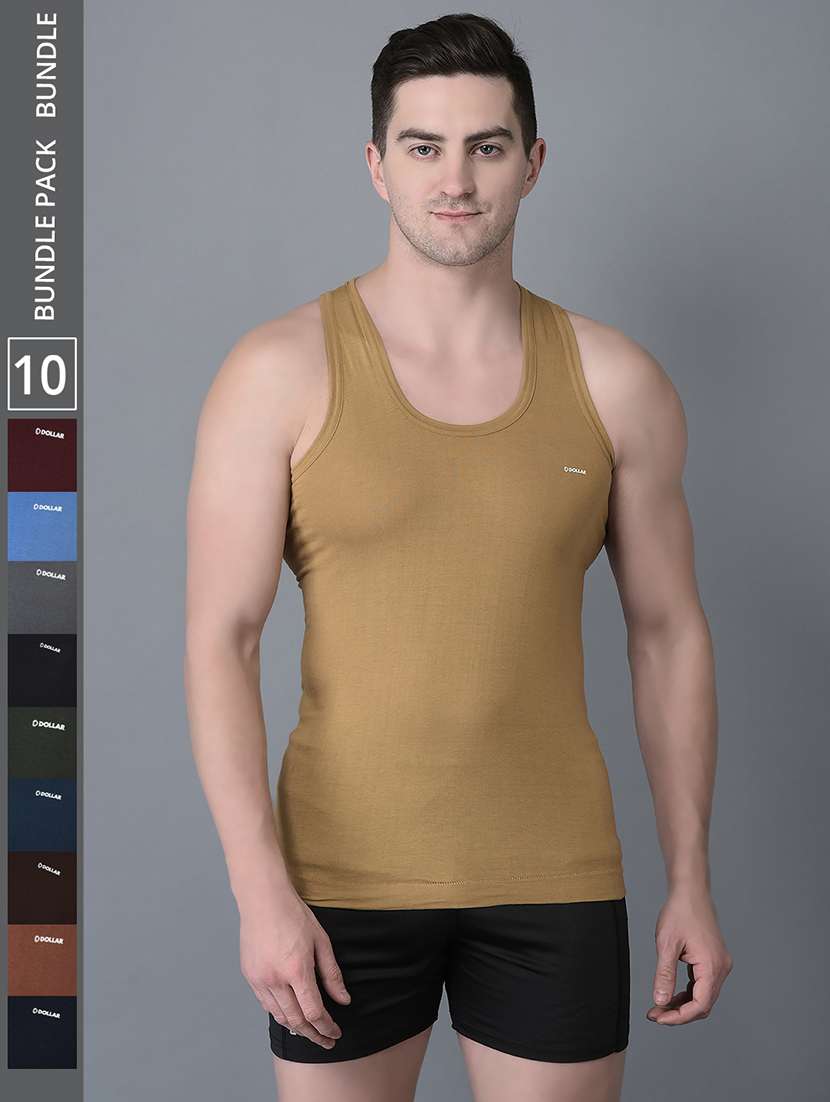 men pack of 10 solid scoop neck vest