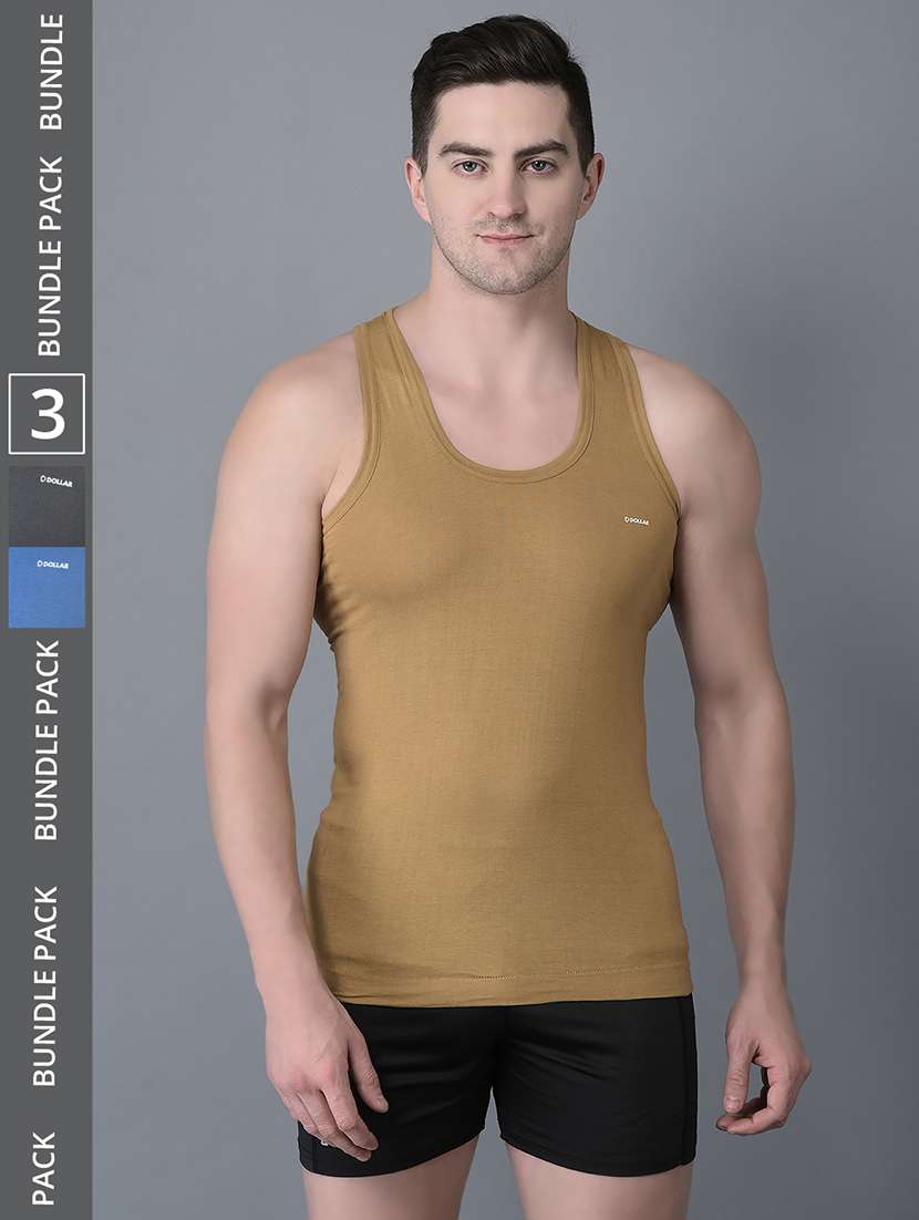 men pack of 3 solid scoop neck vest