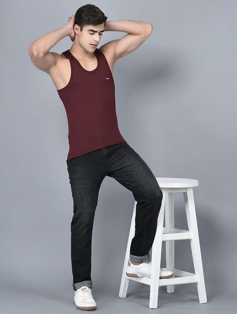 men pack of 5 solid scoop neck vest - 21970350 -  Standard Image - 3