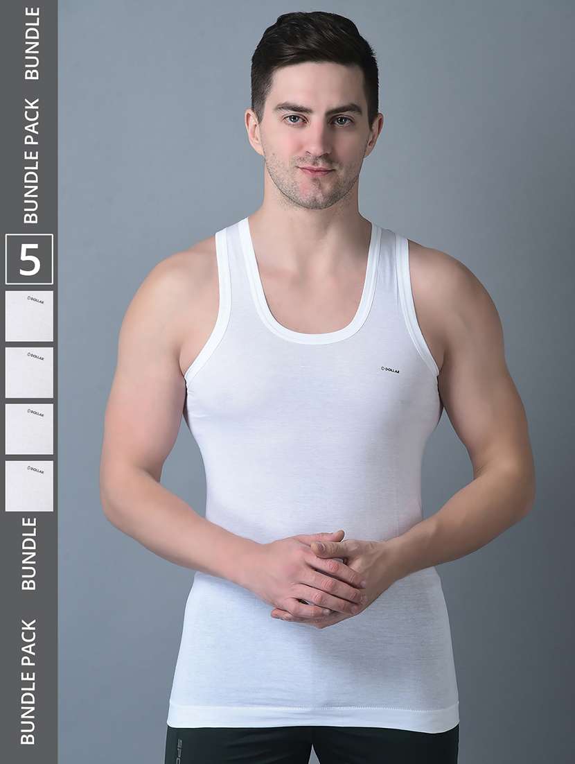 men pack of 5 solid scoop neck vest