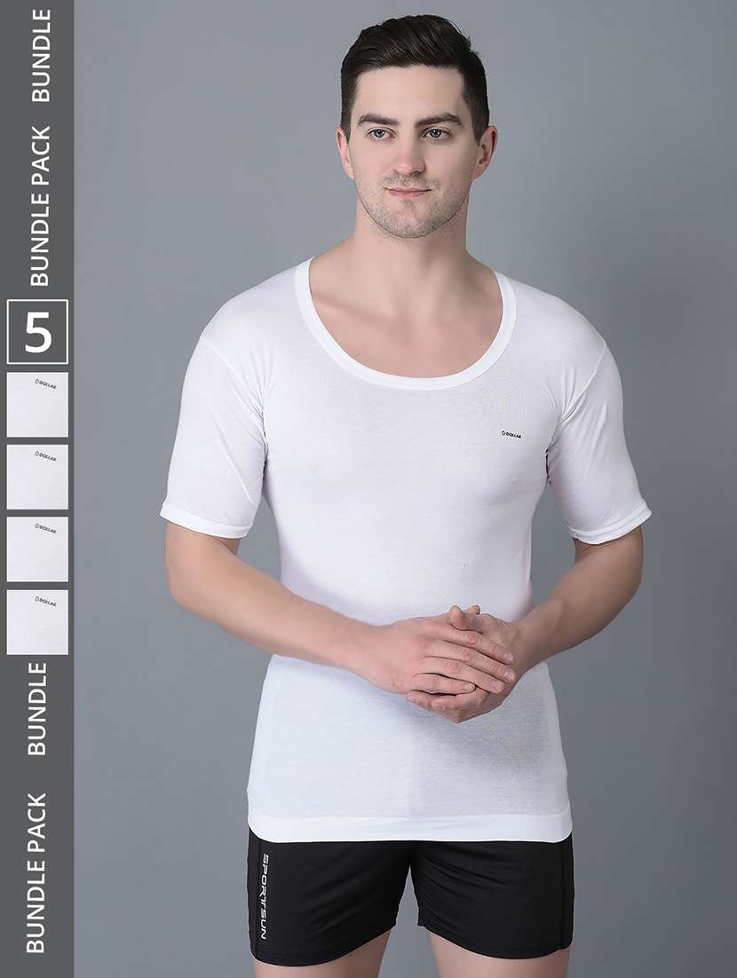 men pack of 5 solid scoop neck vest