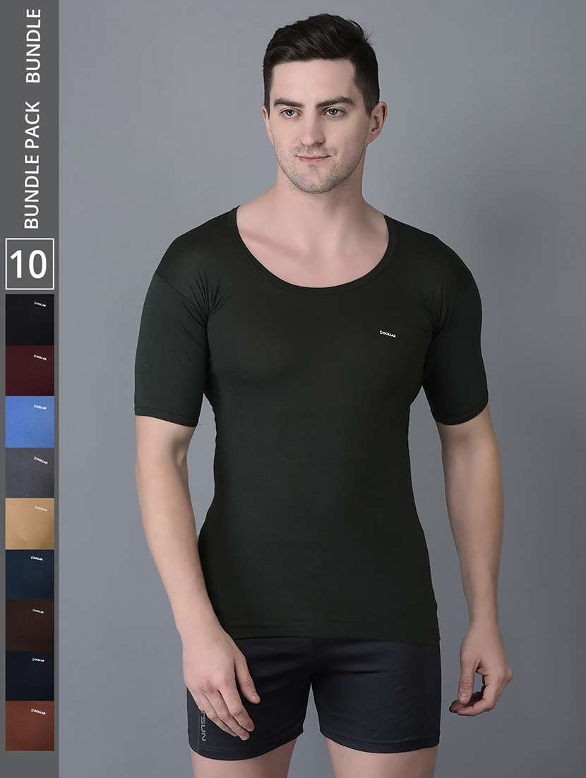 men pack of 10 solid scoop neck vest
