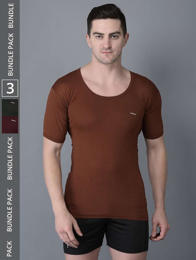men pack of 3 solid scoop neck vest