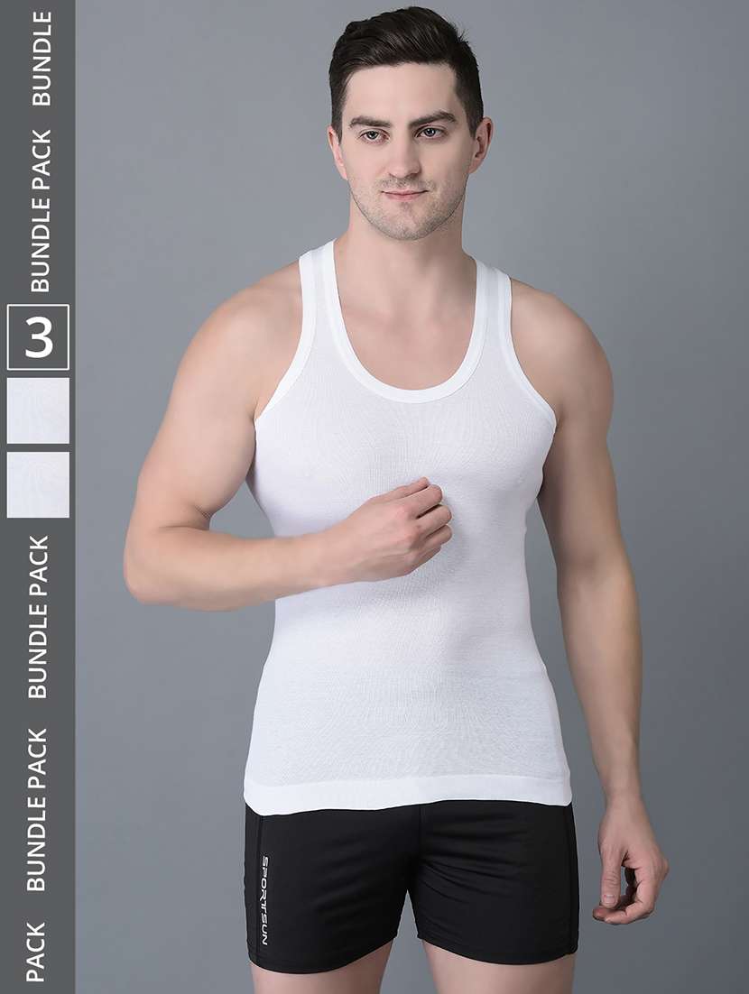 men pack of 3 solid scoop neck vest