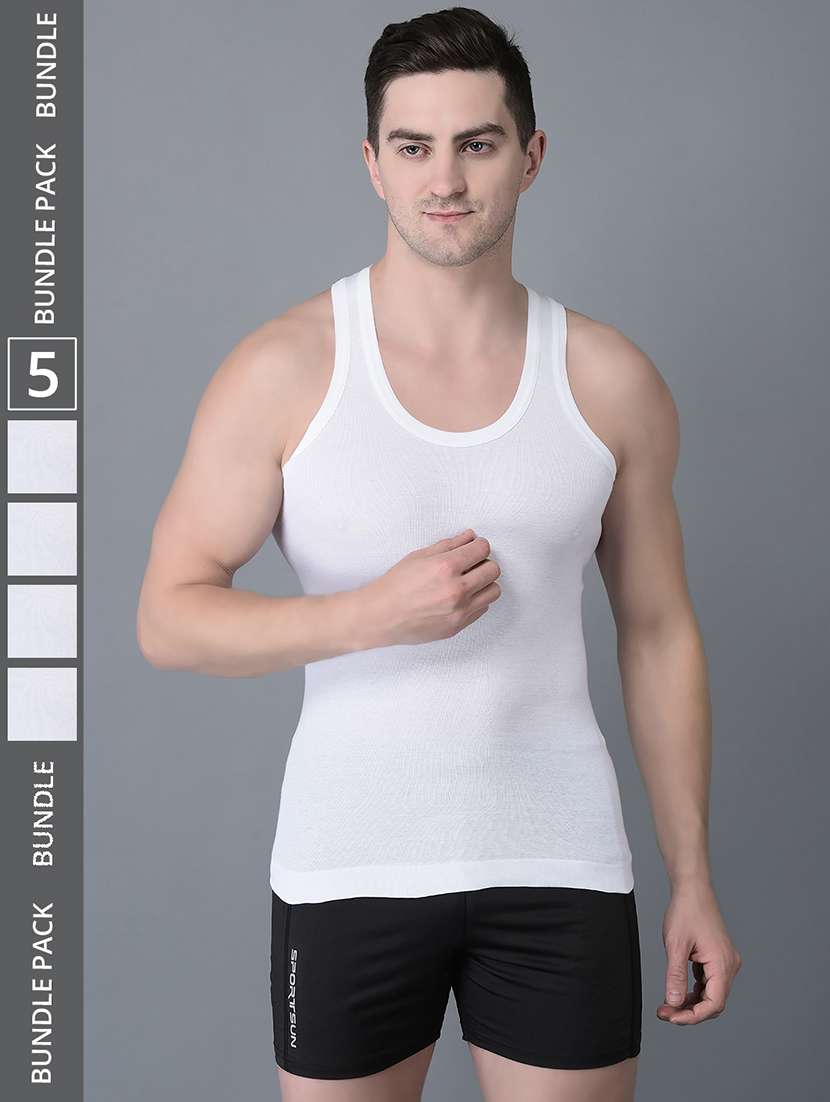 men pack of 5 solid scoop neck vest