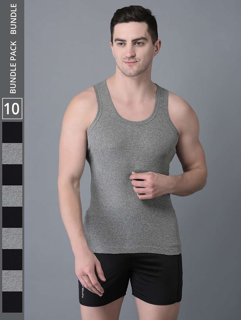 men pack of 10 solid scoop neck vest