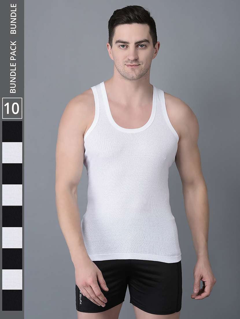 men pack of 10 solid scoop neck vest