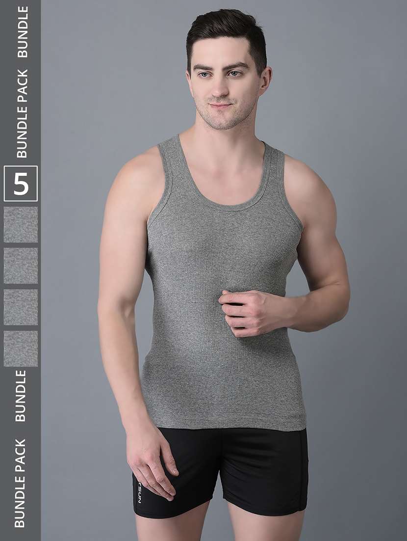 men pack of 5 solid scoop neck vest