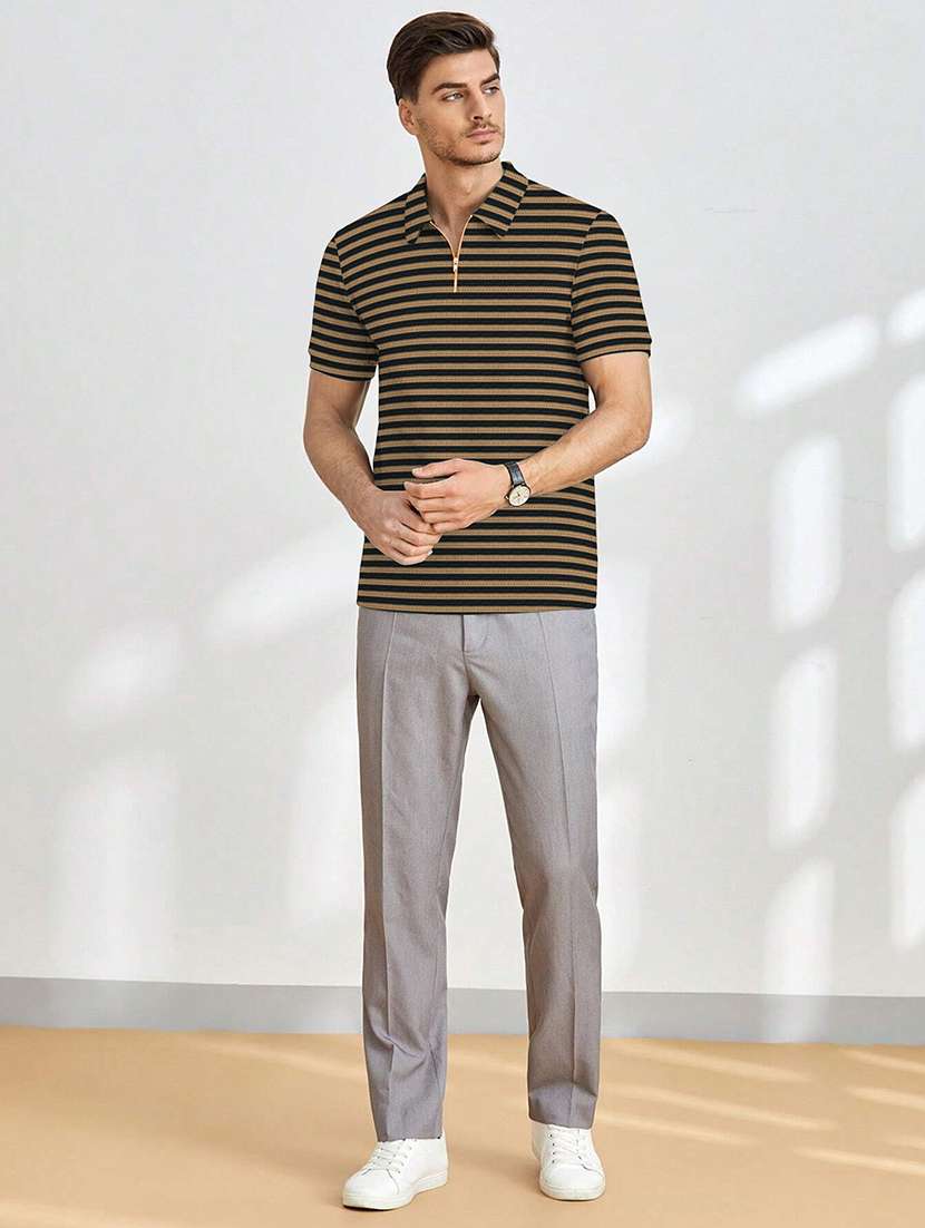 men striped short sleeve regular fit polo t-shirt - 21970459 -  Standard Image - 3