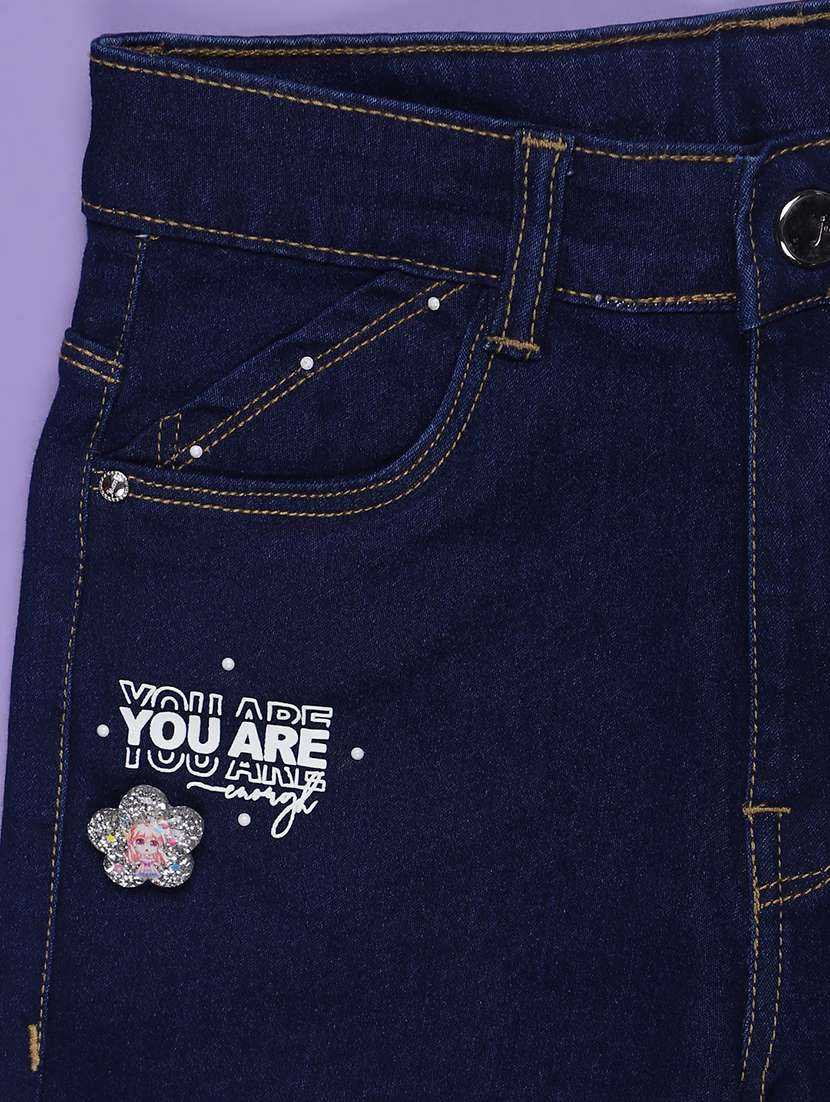 girls printed mid rise slim fit jean - 21970507 - Standard Image - 3