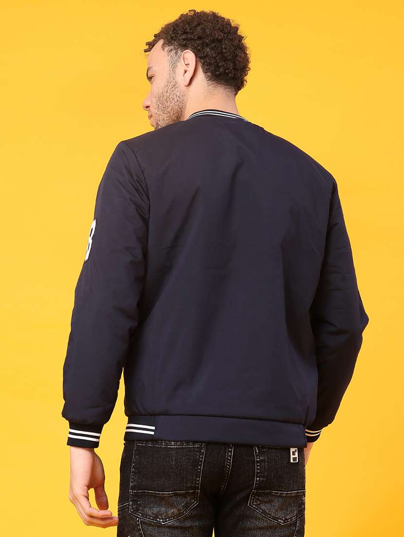 men typographic long sleeve regular fit bomber jacket - 21970523 -  Standard Image - 3