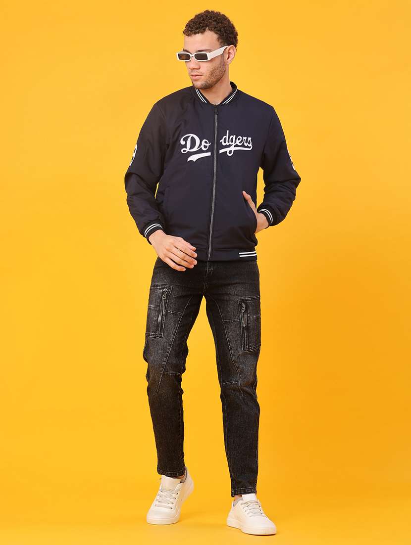 men typographic long sleeve regular fit bomber jacket - 21970523 -  Standard Image - 5