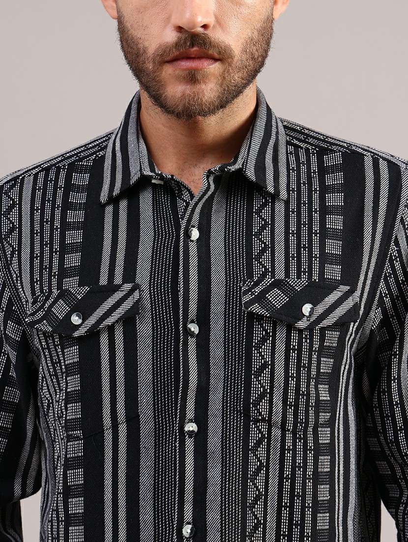 men self design long sleeve regular fit casual shirt - 21970572 -  Standard Image - 5