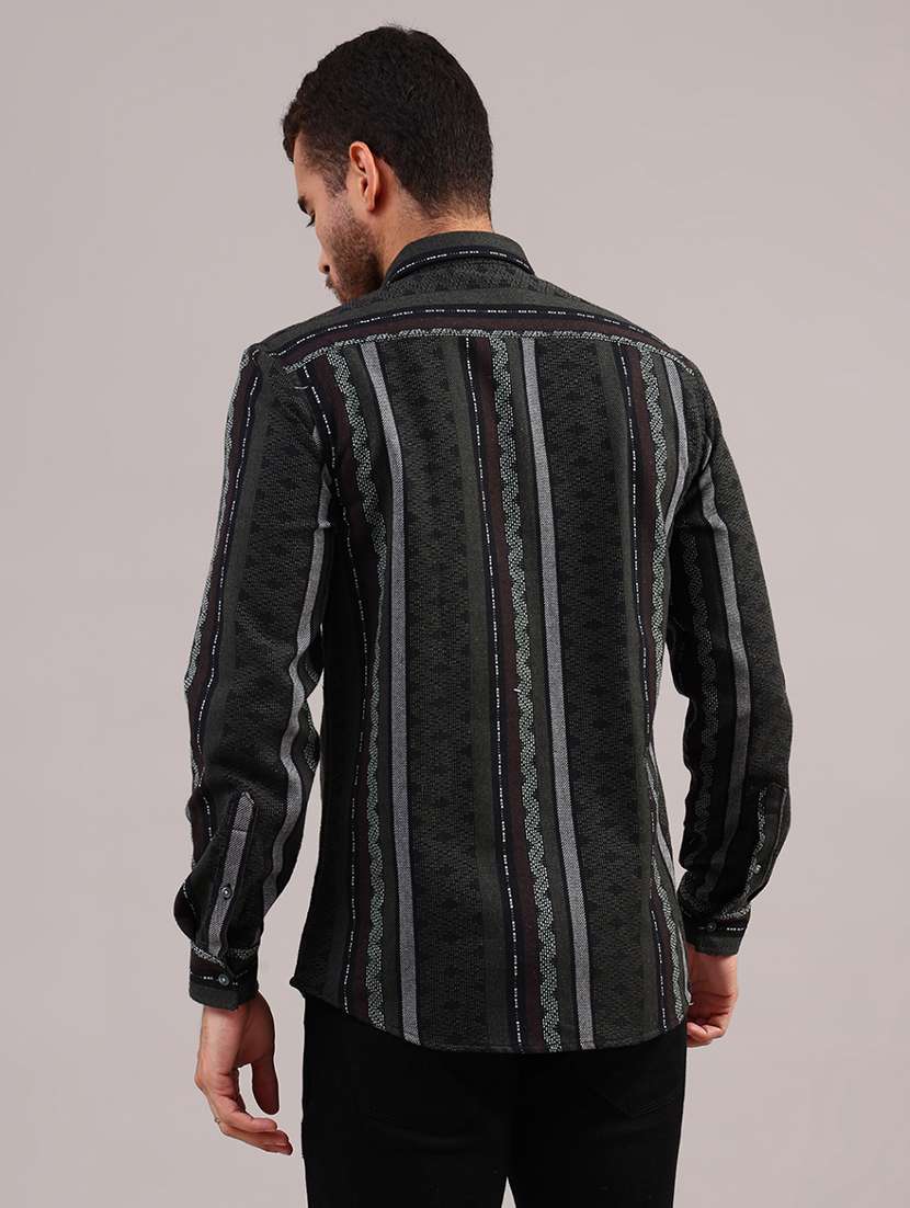 men self design long sleeve regular fit casual shirt - 21970573 -  Standard Image - 3