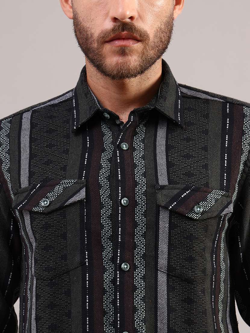 men self design long sleeve regular fit casual shirt - 21970573 -  Standard Image - 5