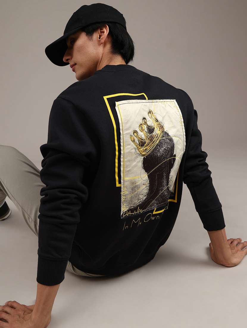 men printed long sleeve regular fit sweatshirt