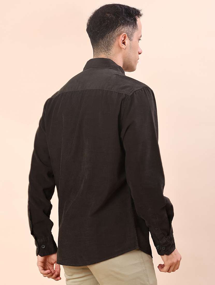 men solid collared long sleeve shacket - 21970624 -  Standard Image - 3