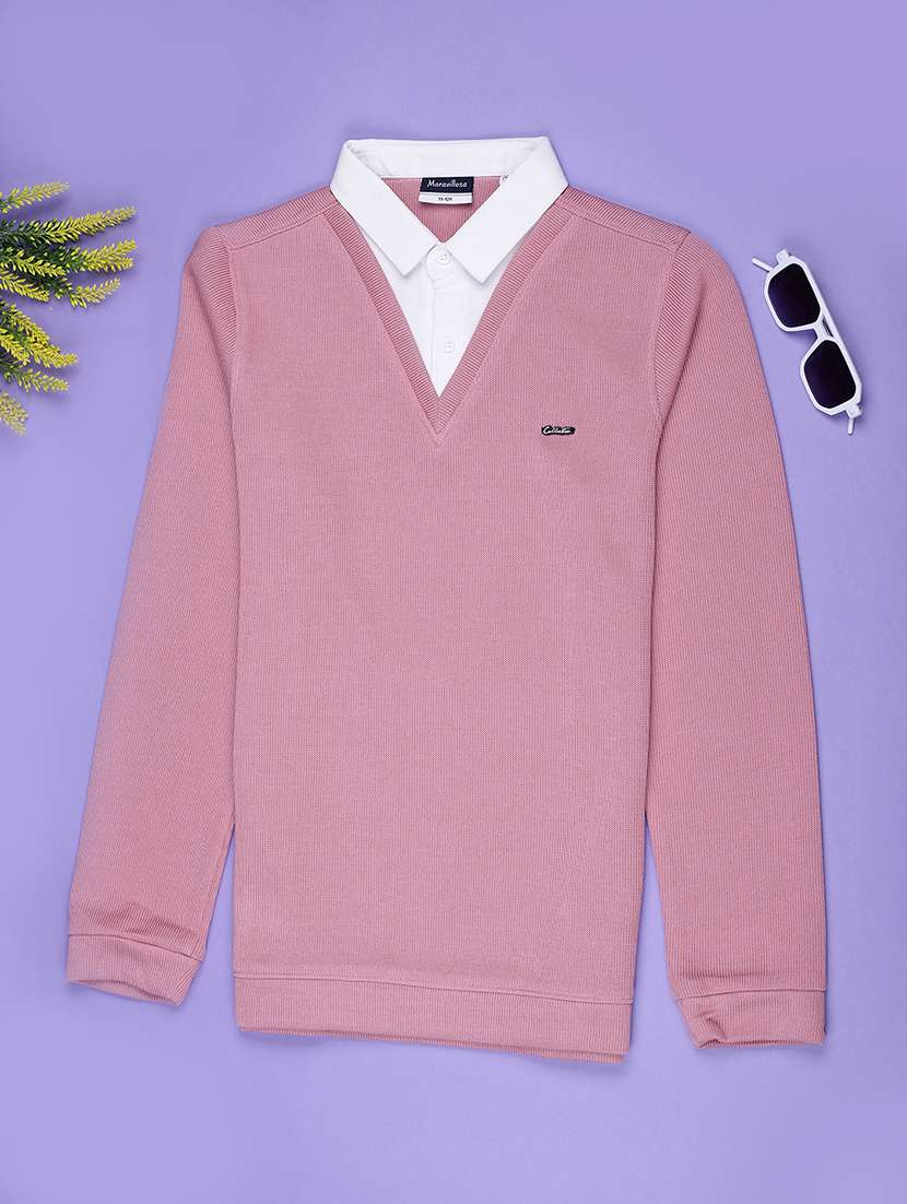 boys solid long sleeve polo t-shirt