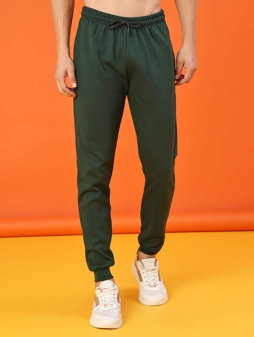 men solid mid rise jogger