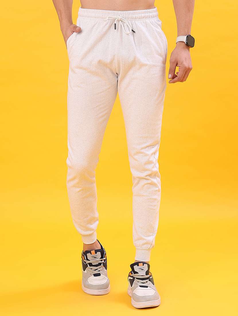 men solid mid rise jogger