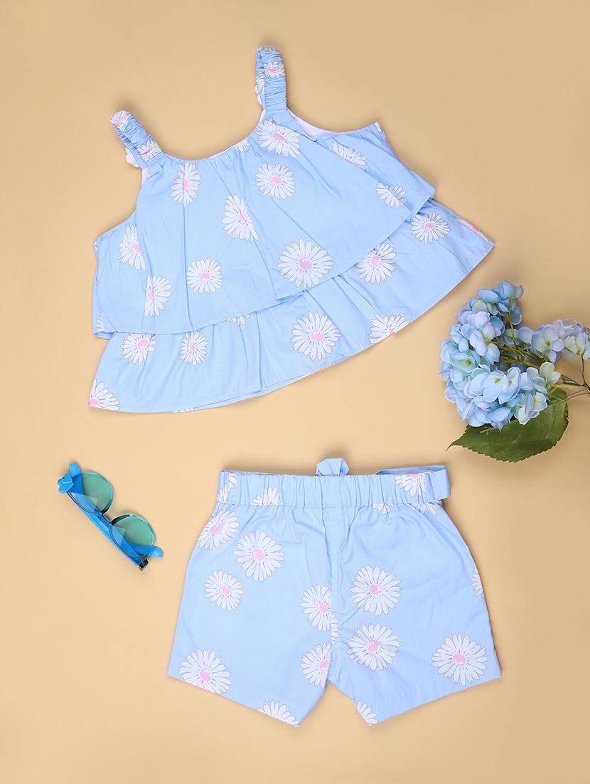 girls floral print shoulder strao co-ord set - 21970654 - Zoom Image - 0