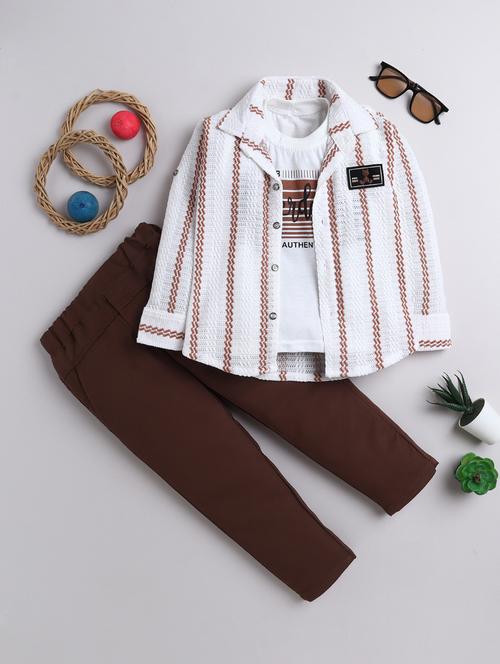 boys self designed shirt and trouser with t0shirt set - 21970725 -  Standard Image - 0