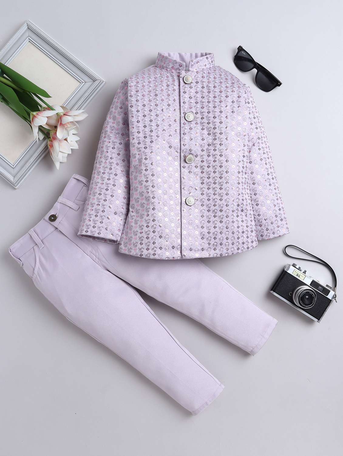 boys embellished long sleeve blazer and trouser set