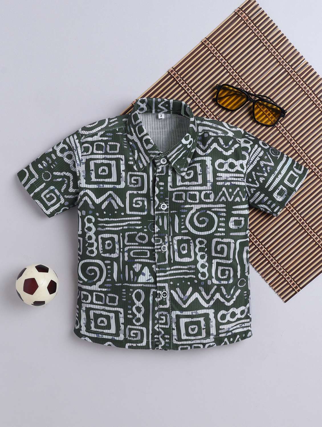 boys printed collarerd short sleeve shirt