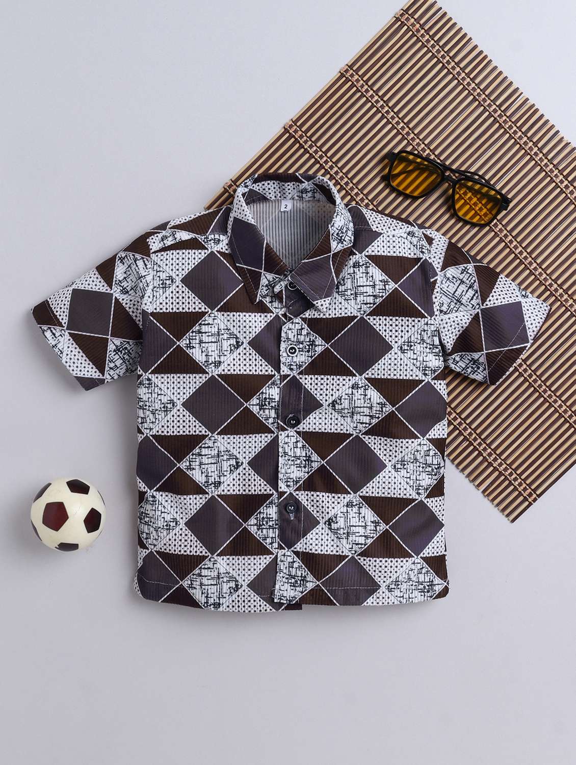 boys printed collarerd short sleeve shirt
