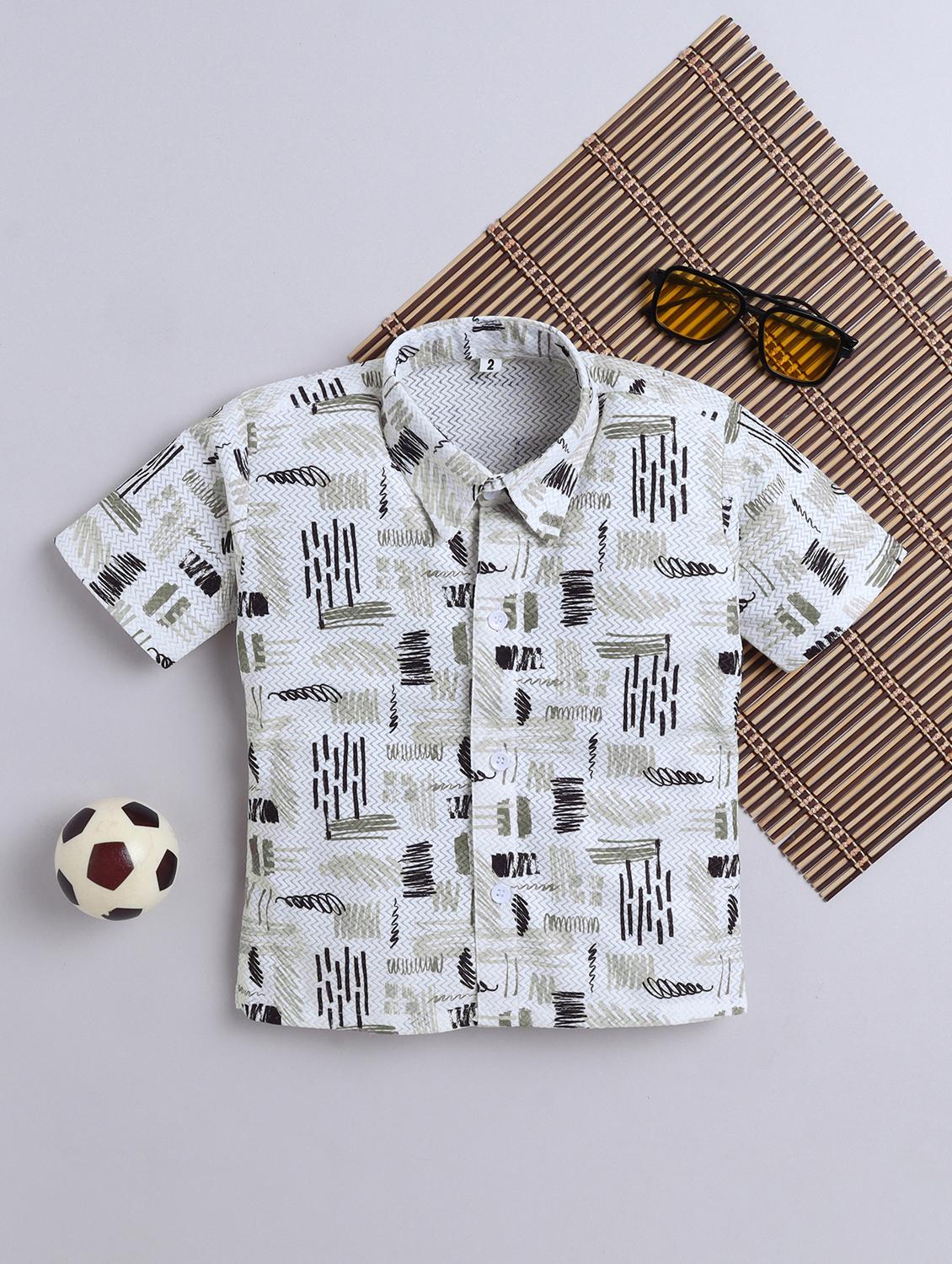 boys printed collarerd short sleeve shirt