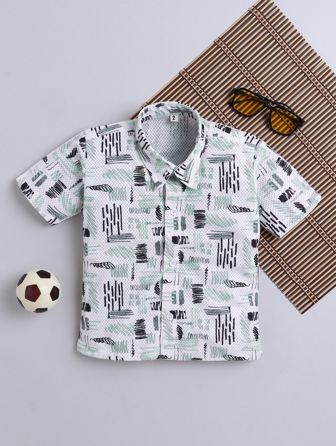 boys printed collarerd short sleeve shirt