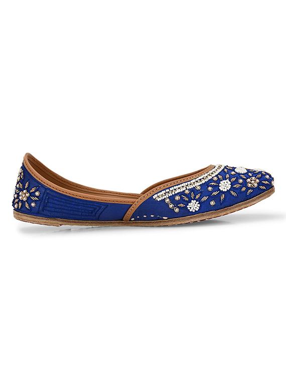 women blue emebllished slip on juti - 21970880 - Standard Image - 3