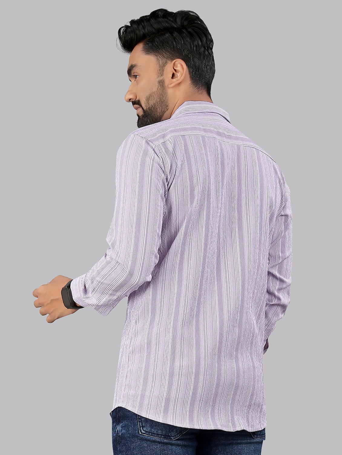 purple cotton lycra casual shirt - 21970889 - Standard Image - 3