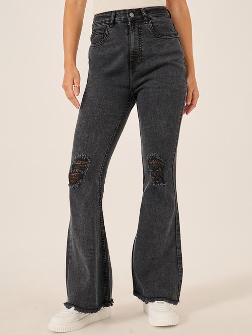 women distressed high rise bootcut jean - 21970926 - Standard Image - 0