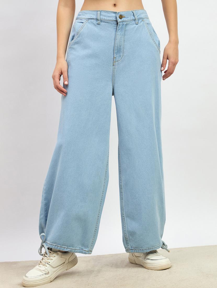 women solid high rise wide leg jean - 21970927 -  Zoom Image - 0