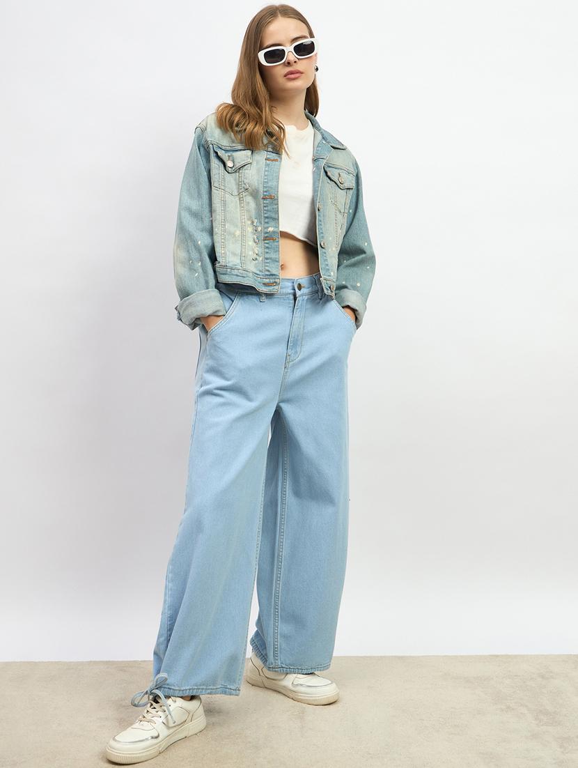 women solid high rise wide leg jean - 21970927 - Standard Image - 3