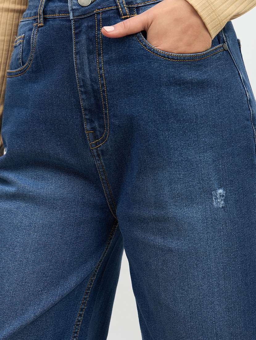 women solid high rise wide leg jean - 21970930 -  Standard Image - 5