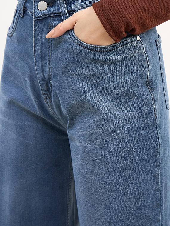 women solid high rise wide leg jean - 21970931 - Standard Image - 5