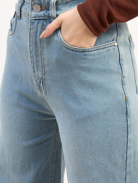 women solid high rise wide leg jean - 21970932 - Standard Image - 5