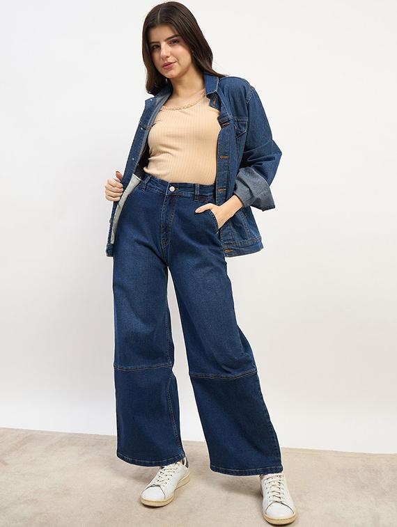 women washed high rise wide leg jean - 21970933 - Standard Image - 3