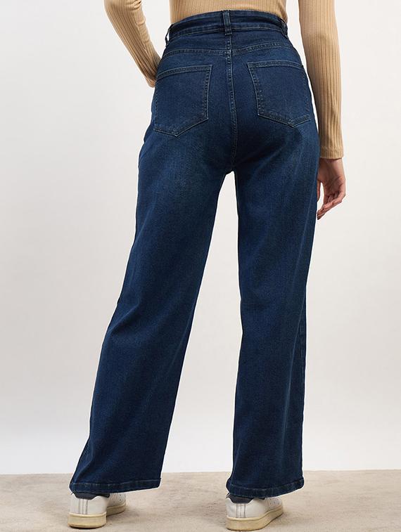 women washed high rise straight fit jean - 21970934 - Standard Image - 3